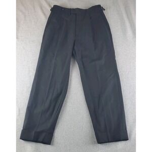 SUITSUPPLY Vigo Pant 30 Black Lanificio Ronia Wool Side Adjusters Pleated Cuffed